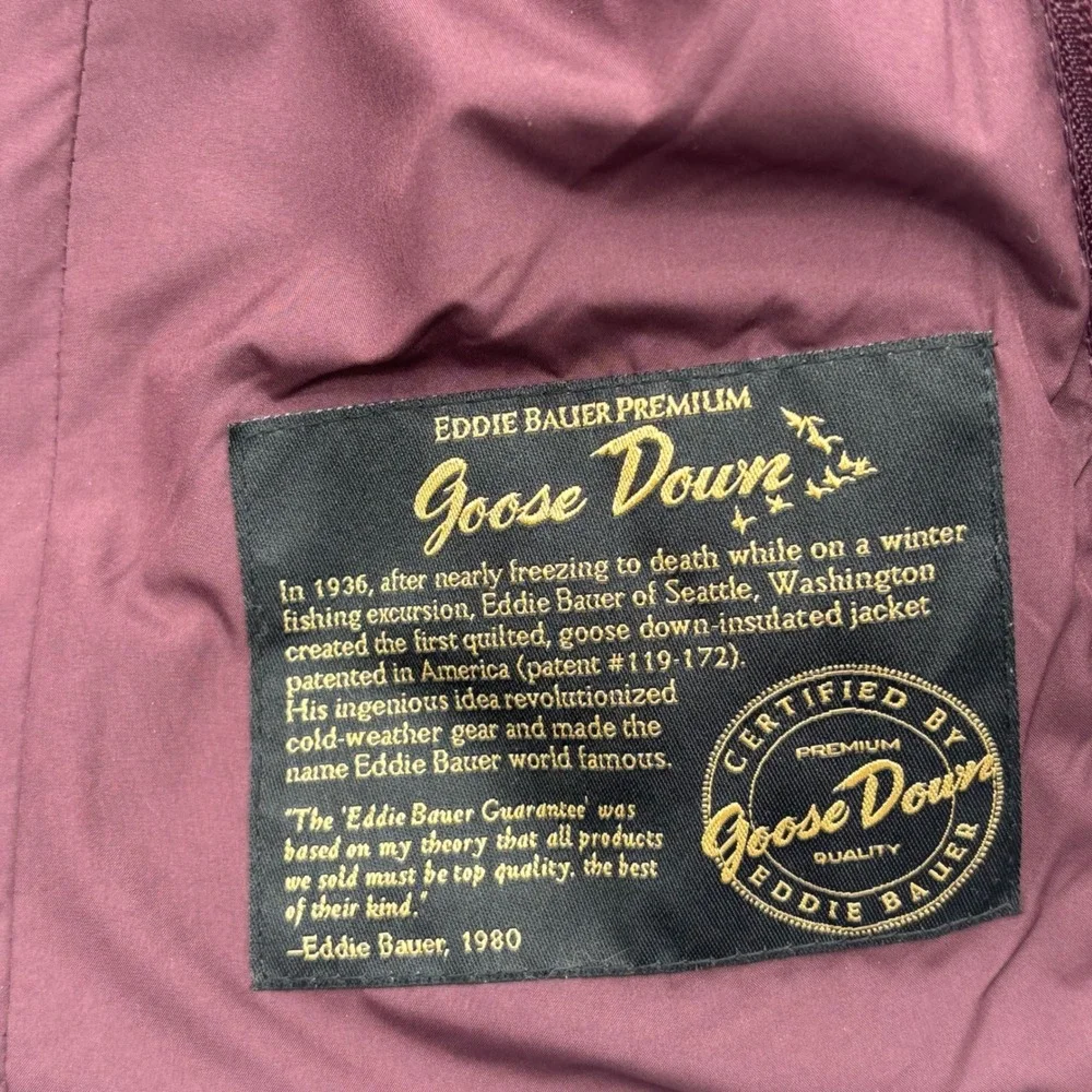 Eddie‎ Bauer Womens Petite XS Quilted Goose Down Insulated Puffer Jacket Maroon
